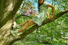 Stammheim Castle Park Cologne - Girl climbs in a tree .. 08